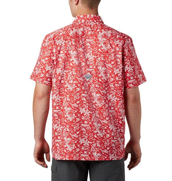 Columbia Collegiate PFG Fishing Shirts Red For Men's NZ98127 New Zealand